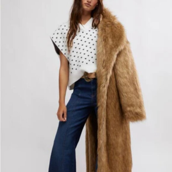 new Free People Easy Street Patterned Vest in Black/Ivory - Picture 2 of 6